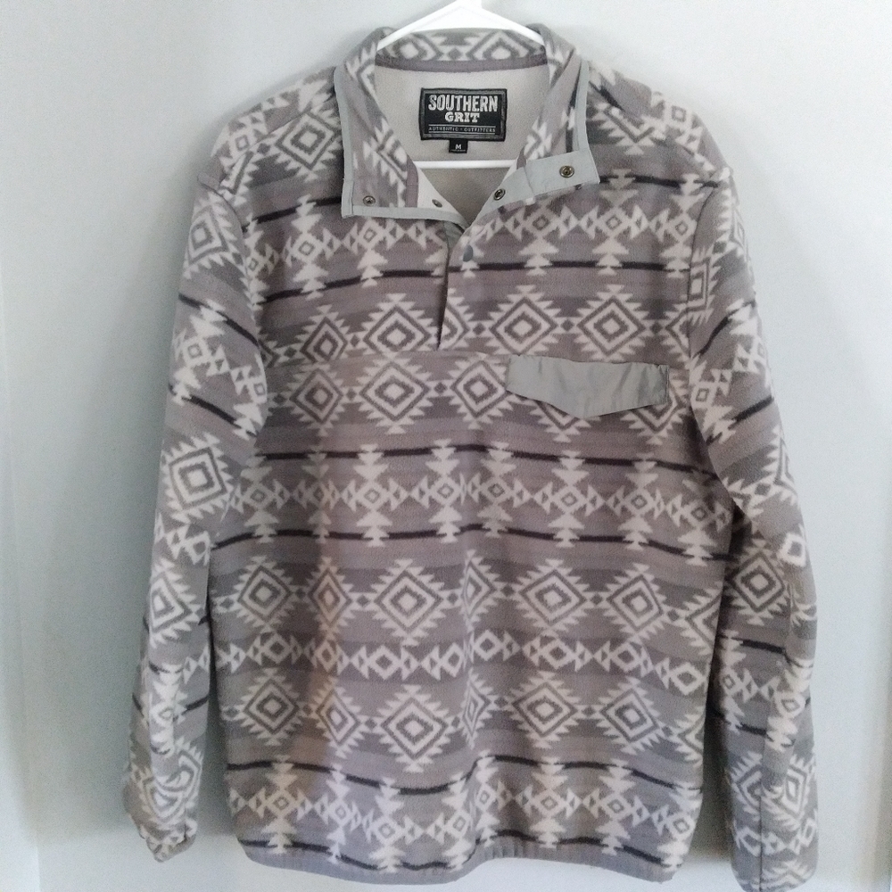 Southern Grit Mens Sz. M. Thick Snap Fleece Sweater South Western